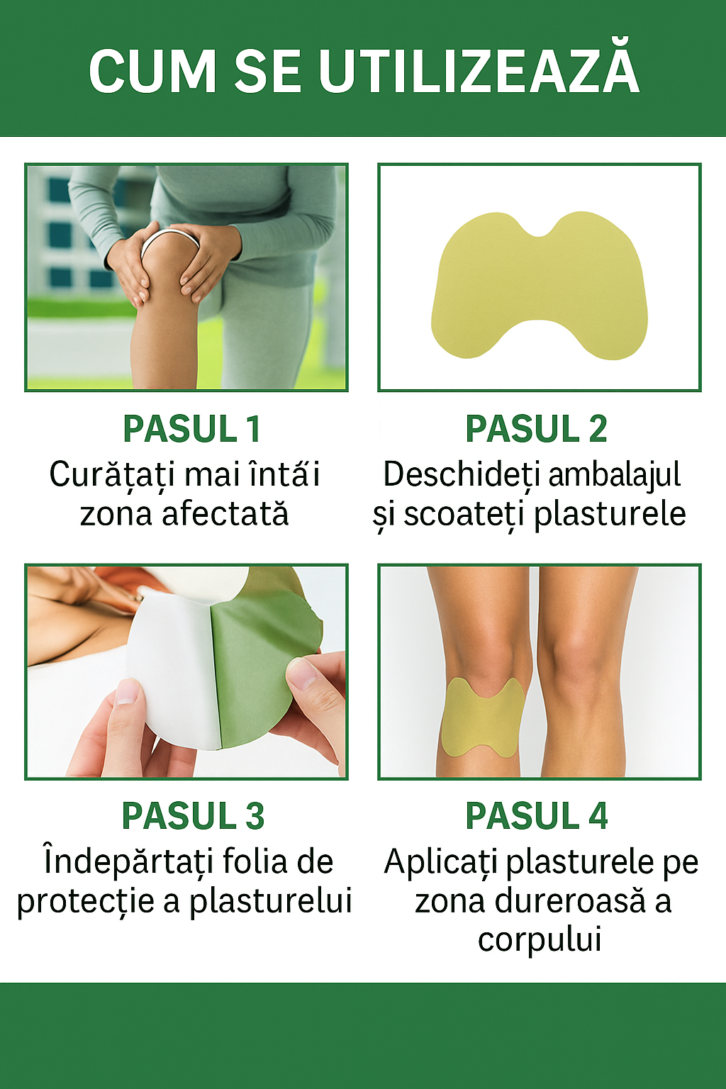 Plasturi pentru ameliorarea durerilor de genunchi - set 10 bucati