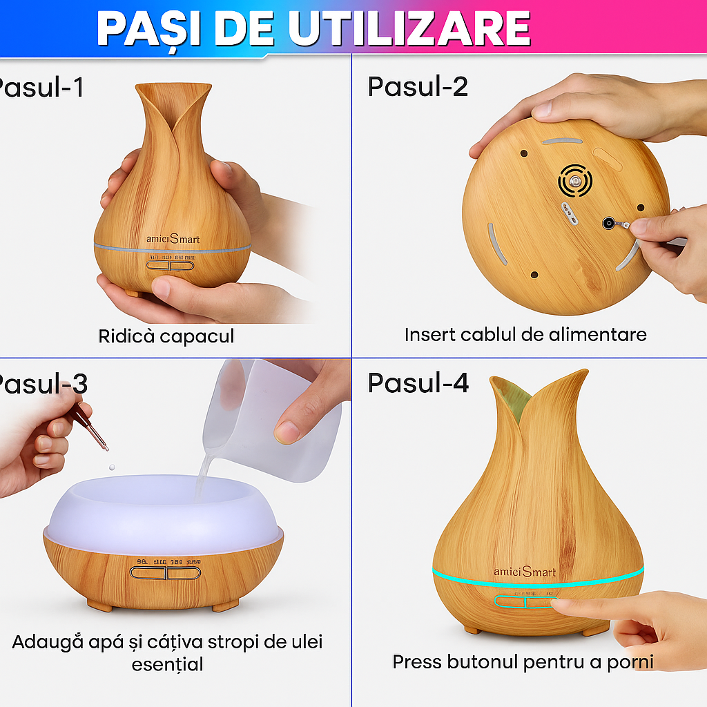 Umidificator - difuzor pentru uleiuri esențiale