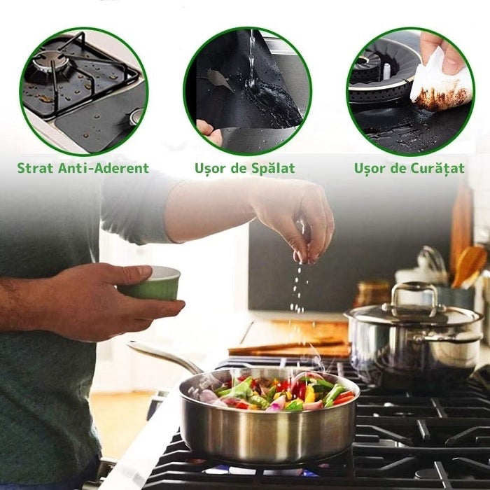 Folie pentru aragaz - set 4 bucăți - protecție rapida și eficienta