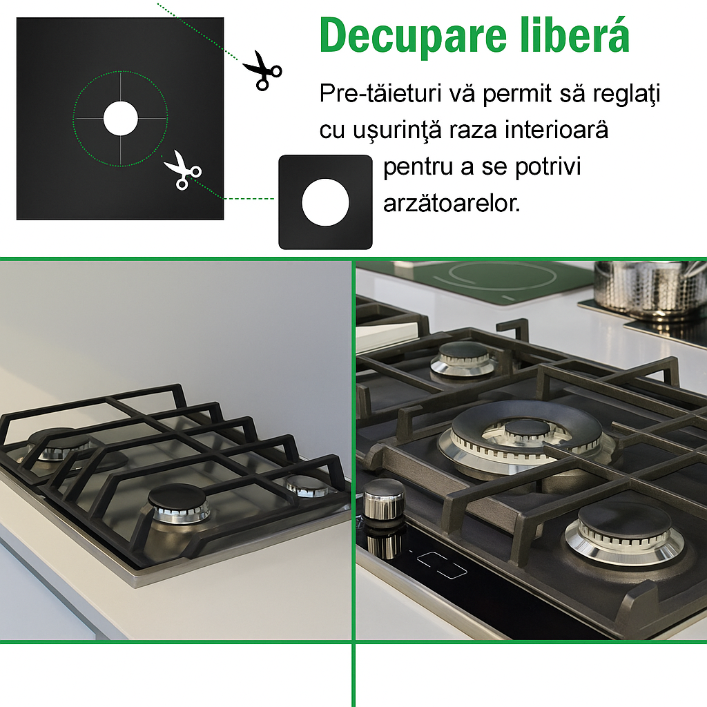 Folie pentru aragaz - set 4 bucăți - protecție rapida și eficienta