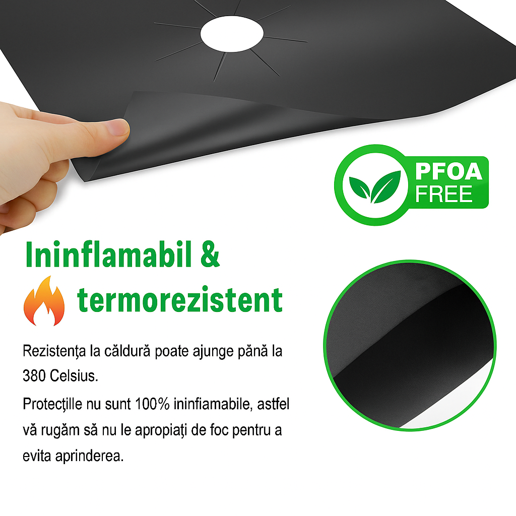 Folie pentru aragaz - set 4 bucăți - protecție rapida și eficienta