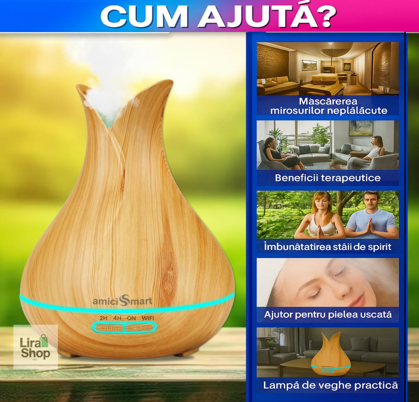 Umidificator - difuzor pentru uleiuri esențiale